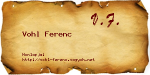 Vohl Ferenc névjegykártya